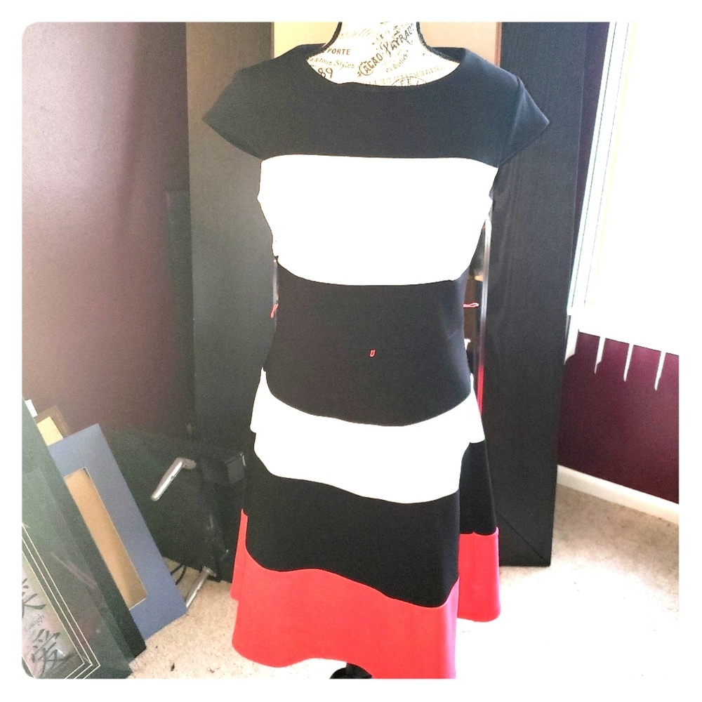 Color block flare dress